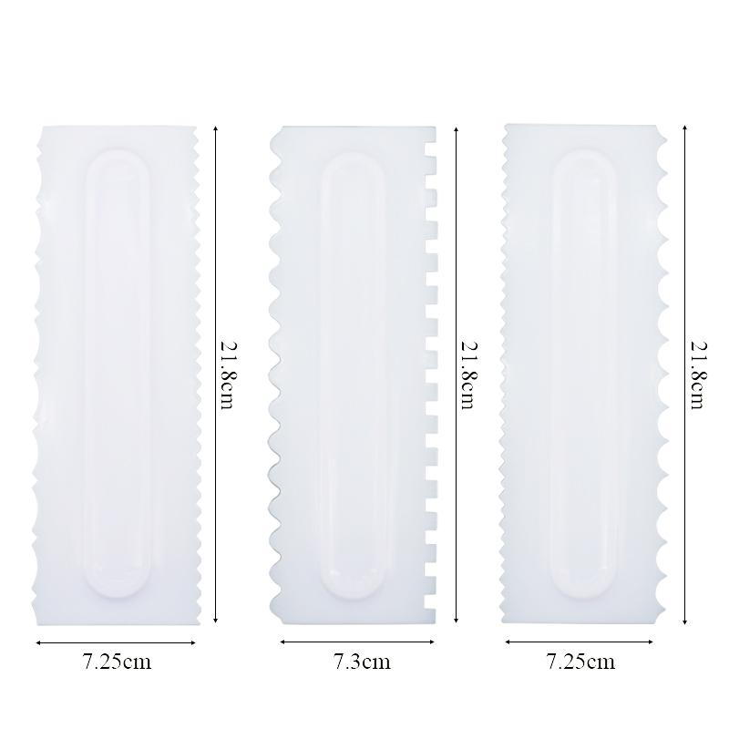 3PCS Cream Scraper Irregular Teeth Edge Spatulas Cake Baking Scraper Fondant Cake Slicer Cake Decorating Pastry Cutters Tools