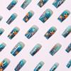 Elegant Glossy Dark Blue Starfish Nail Art Stickers - 24 Medium-Length Wearable False Nails