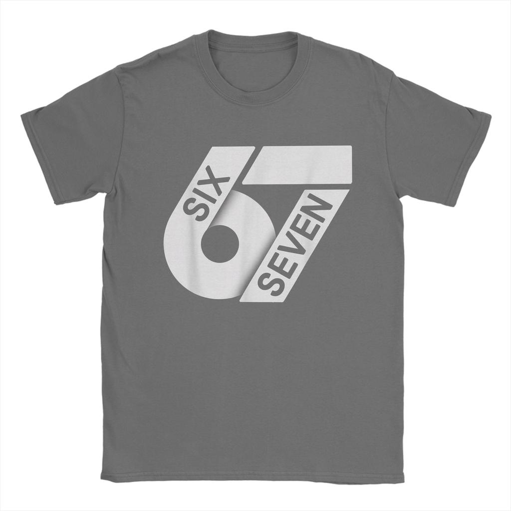 Six Seven 6 7 Meme T-Shirts Men Gen-Alpha Slang Vintage Pure Cotton Tees O Neck Short Sleeve T Shirts Big Size Clothes