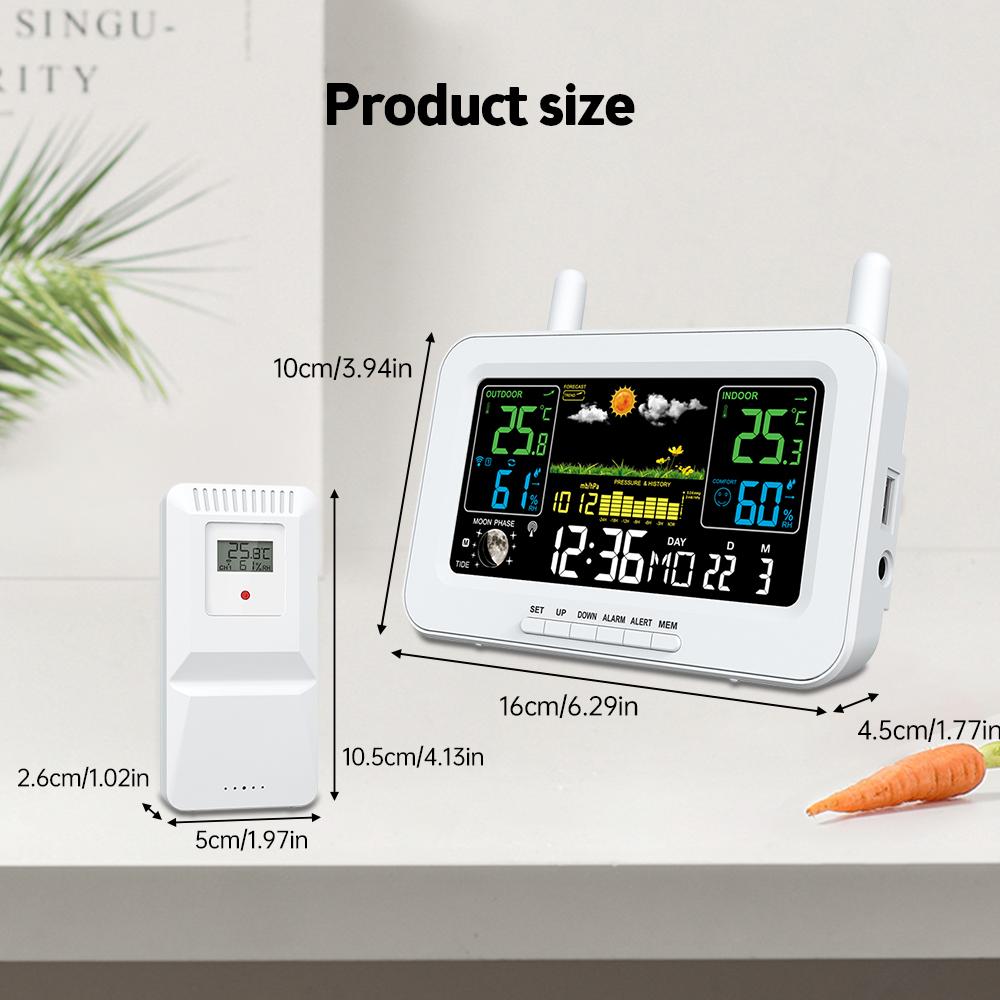 Weather Stations Wireless Indoor Outdoor Thermometers LCD Color Display Temperature Humidity