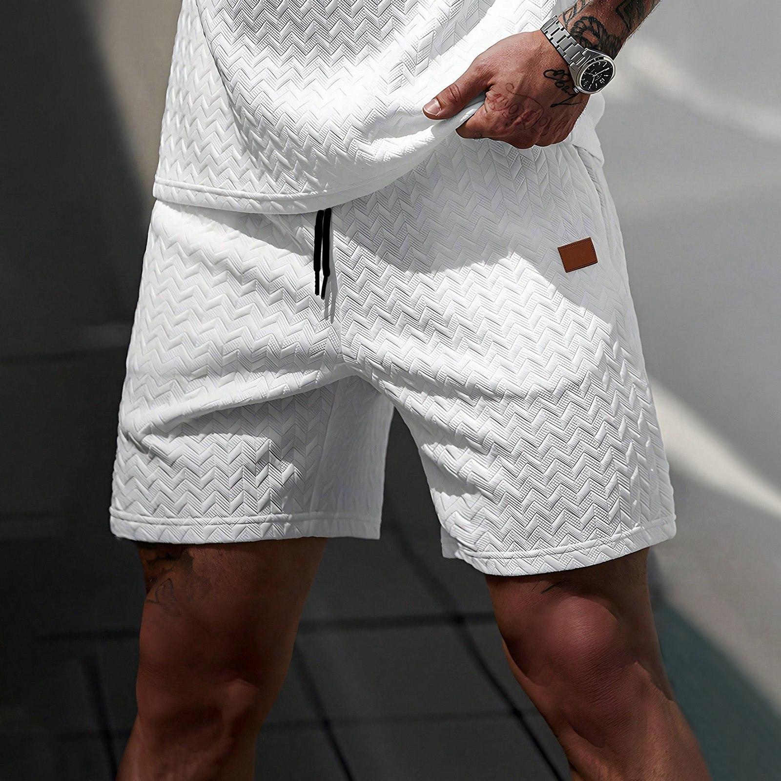 

Men Casual Shorts Lightweight Breathable Fabric Drawstring Waist Fit Pattern Everyday Wear XL білий