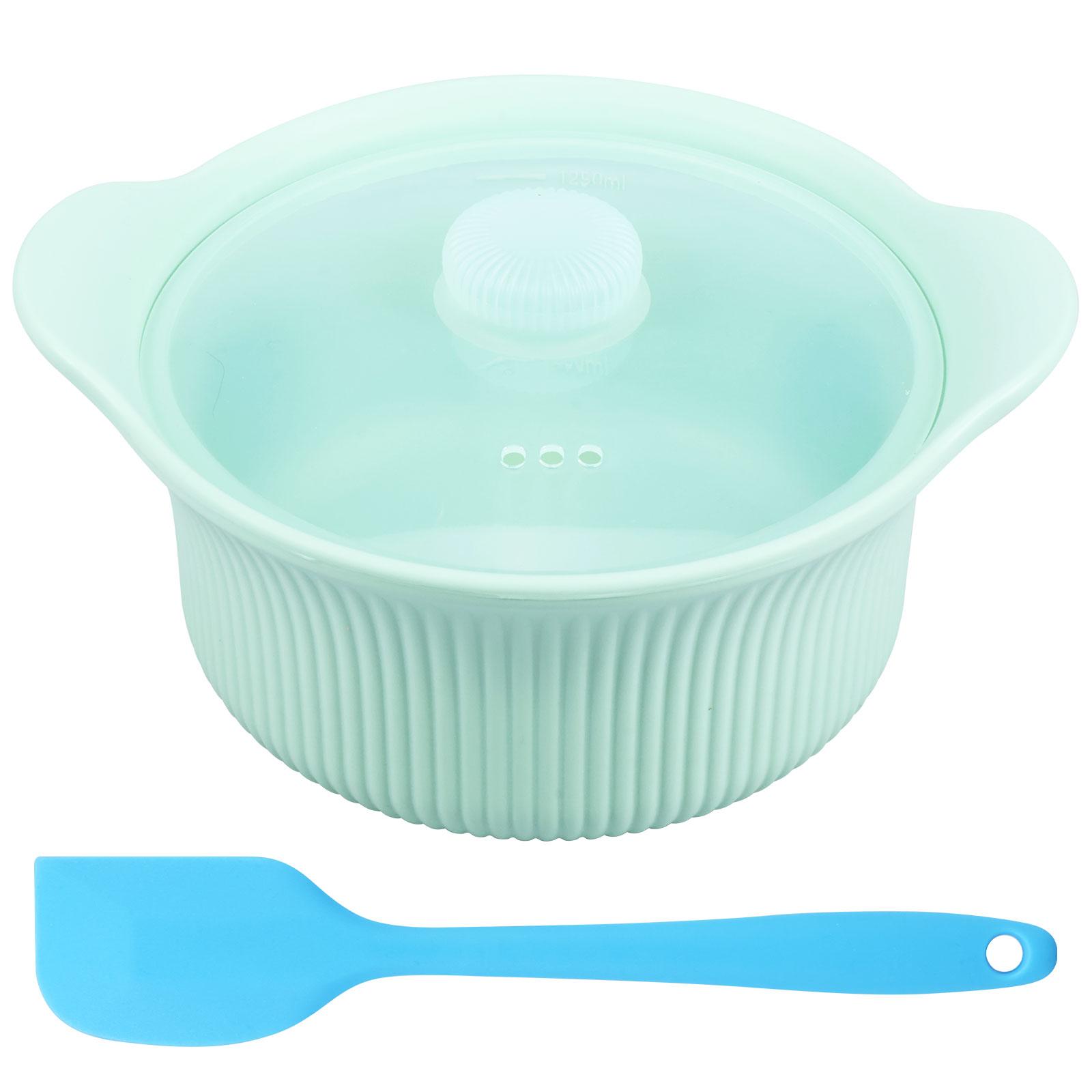 

Food Grade Silicone Steamer Microwave Safe Steamed Fish Bowl Steaming Pot with Handle and Lid for Baby Food Cooking Tools зелёный
