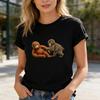 Camiseta Gola Redonda Manga Curta Estampa de Macaco Pulôver Tops Caimento Solto Casual Camiseta Trabalho Festa Férias Uso Diário