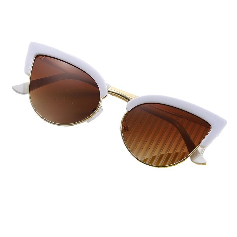 New Fashion Metal Frame Cat Eye Women'S Sunglasses Outdoor Neutral High Quality Half Frame Driving Uv400 Sunscreen Glasses
