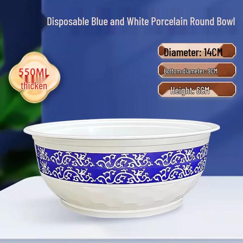 OEING Thickened Disposable Blue & White Porcelain Bowls