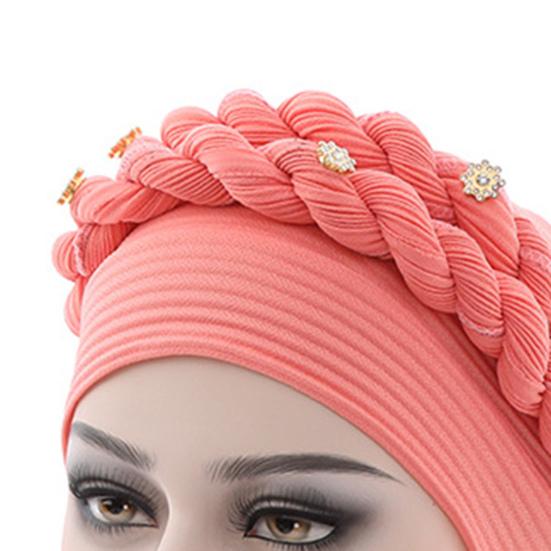 Turban Cap Flower Braids Headdress Lightweight Twist Headwrap Party Accessories