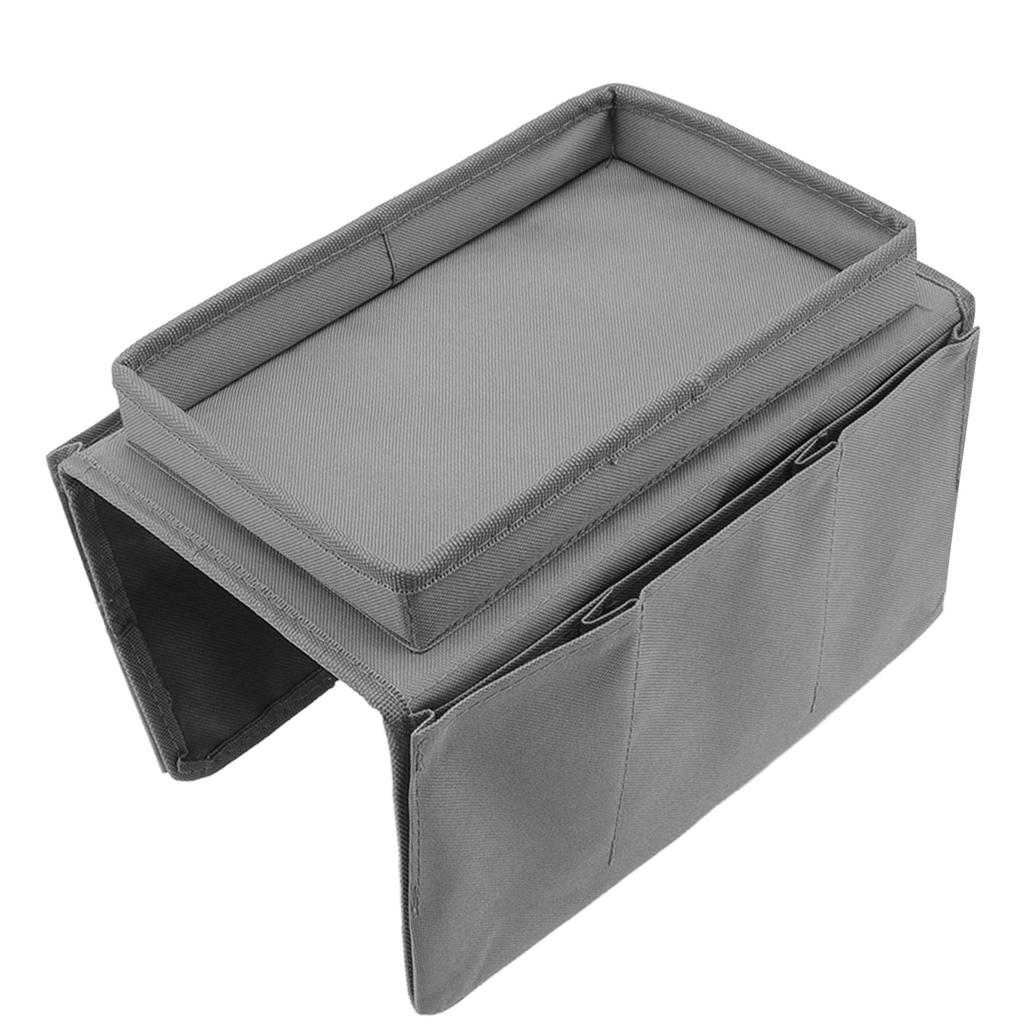 Sofa Tray Folding Arm Storage Holder Table 600D Oxford Cloth Side Pockets for Couch