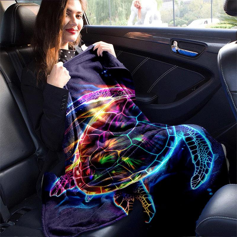 1pc Turtle Printing Lightweight Flannel Blanket, Comfortable and Warm Blanket, for Camping Sofa Bed and Couch Office, Suitable for Gift Blank
