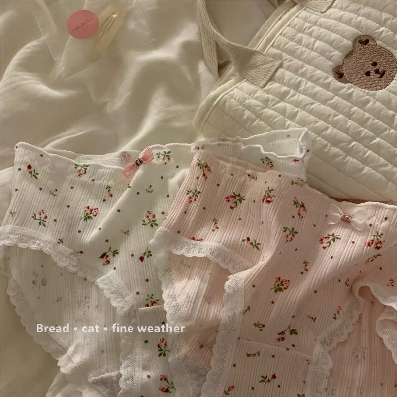 Girl Like Small Floral Reine Baumwolle Unterwäsche Damen Atmungsaktive Spitze Dreieck Höschen