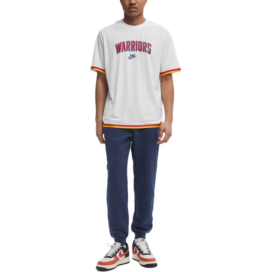 Nike Dri-Fit Nba Golden State Warriors Hardwood Classics Crew Neck Sweat-Wicking Short Sleeve T-Shirt Men T-Shirts White FZ0141-100
