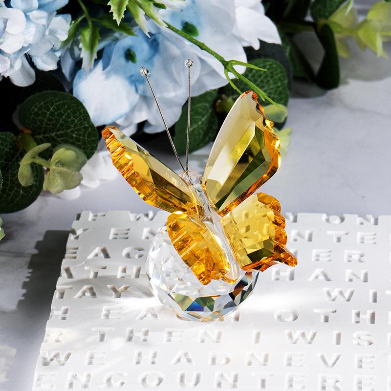 Three-dimensional Butterfly Crystal Ornament, Wedding Decoration, Handmade Glass Craft, Tabletop Decoration, Souvenir Gift