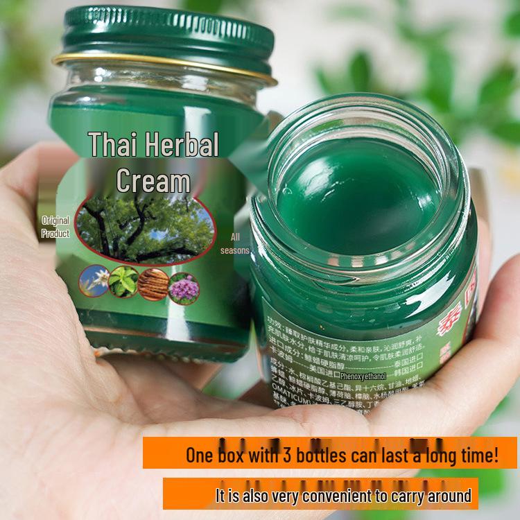 Authentic Thai Green Balm Mint Cooling Relief for Mosquito Bites - Essential for Home & Outdoor Use.