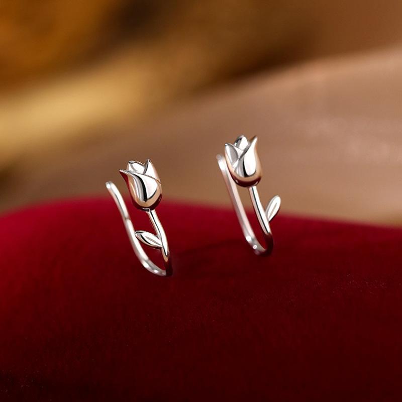 Earrings, No Need To Remove The Studs, French- Flower Earrings