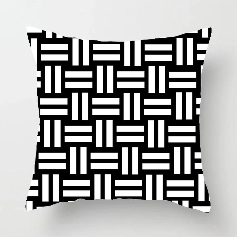 Home Decorated Black and White Geometric Cube Letter Printing Cushion Cushion Car Bedroom Living Room Sofa Pillow Sleeve