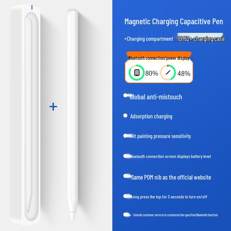 Magnetic Apple Pencil Replacement - Bluetooth Capacitive Stylus for iPad with Anti-Mistouch Feature