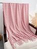 Damen Winter Süß Gestrickter Schal Kopftuch Damen Herren Lässig Preppy Hahnentritt Quaste Schal Mujer Mann Wickeltuch Schal Unisex Neu