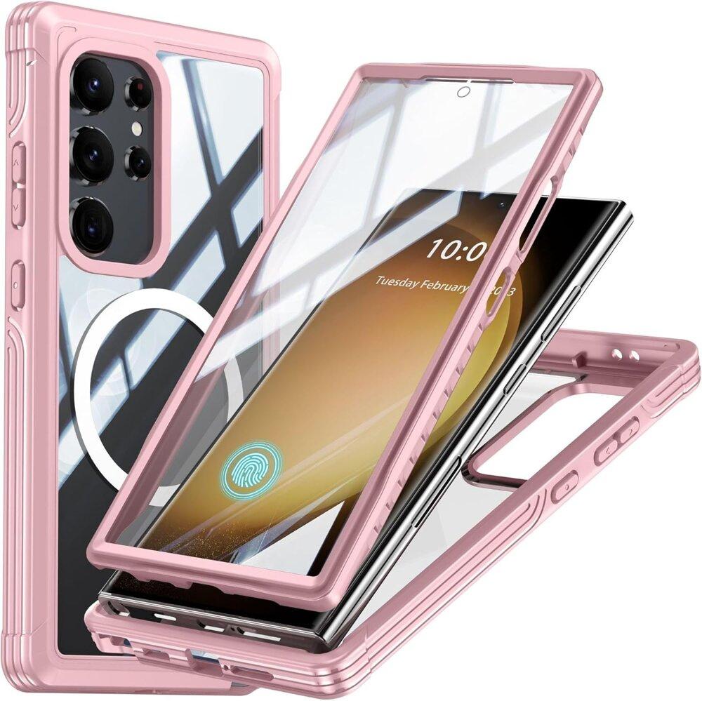 Samsung Galaxy S24 Ultra Shockproof Case with Screen Protector for MagSafe, Pink