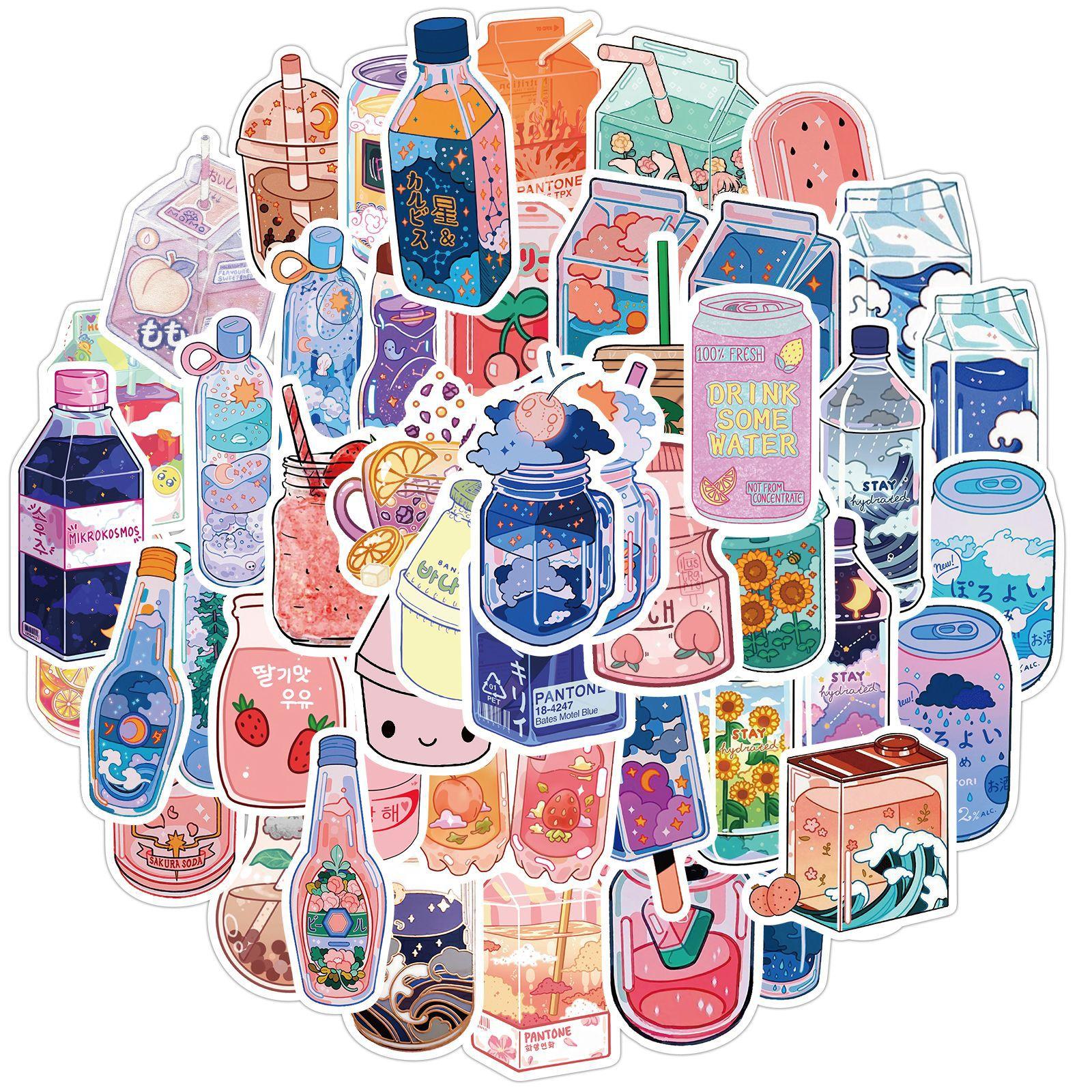

50 New Popular Ins Flavor Beverages Graffiti Stickers Suitcase Motorcycle Trolley Case Waterproof DIY Stickers