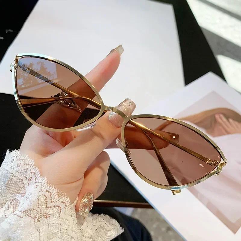Fashion Cat Eye Shape Metal Eyeglasses Women's Daily Streetwear Accessories for Men Driving UV Sunglasses Travel Beach Sun Shade Sunglasses