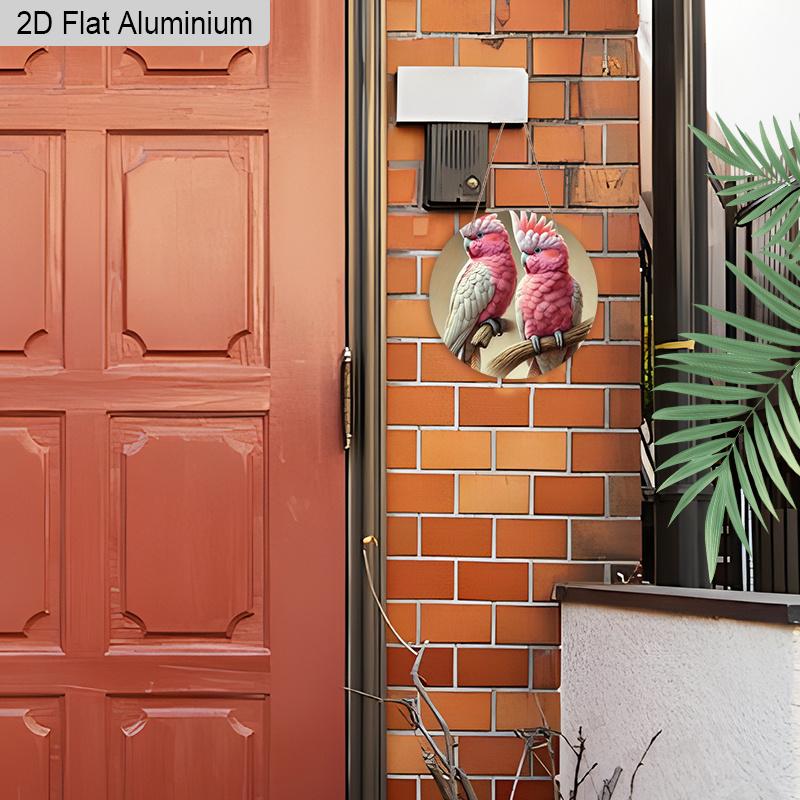 2D Flat 1pc Parrot Aluminium Decoration Plaque, Adorable Pink Galah Cockatoos Decor Sign, Bedroom Decor, Living Room Decor, Bird Lovers' Home Decor