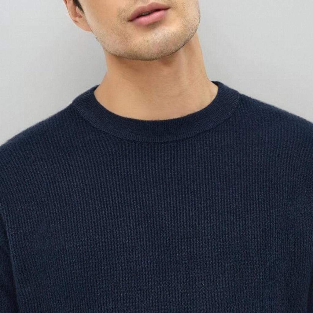 Old Money Style Men's Round Neck Long Sleeve Knit Sweater - Autumn/Winter Casual High-End Feel