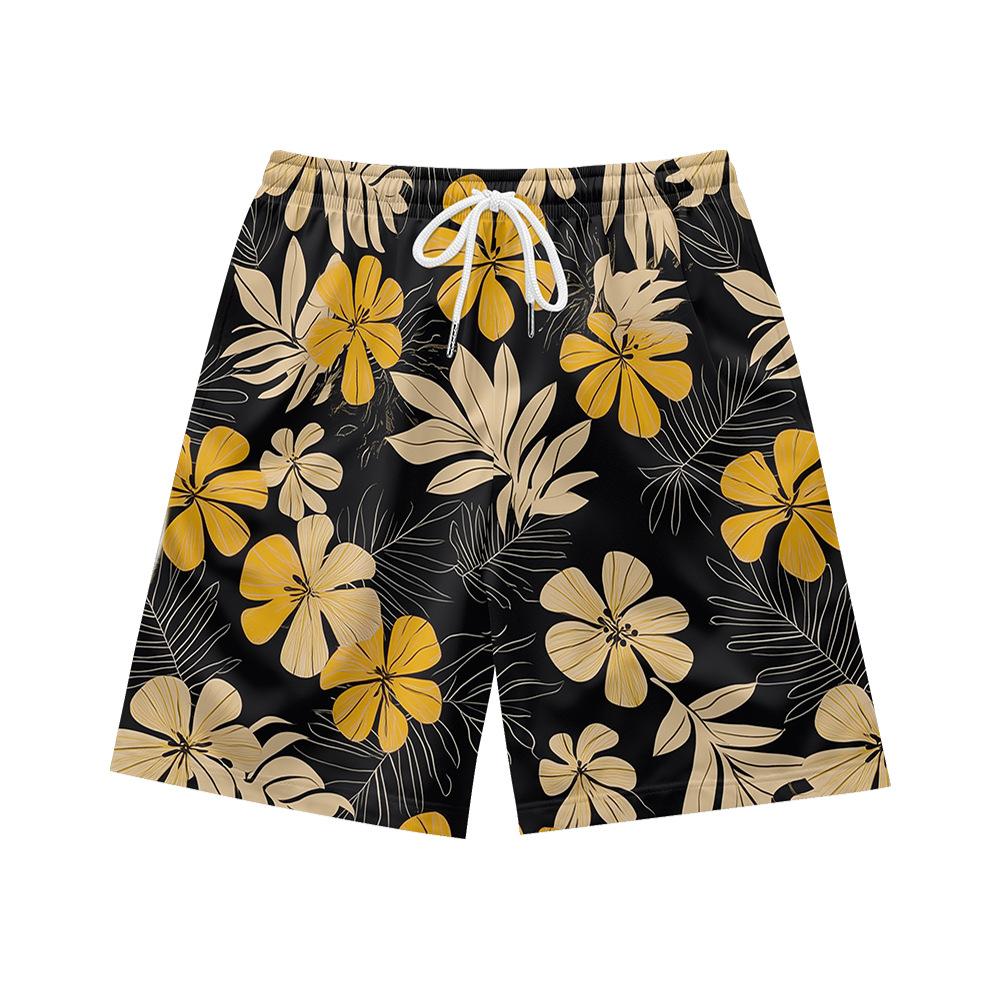 European And American Tropical Rainforest Plant Elements Men'S Casual Shorts Beach Pants