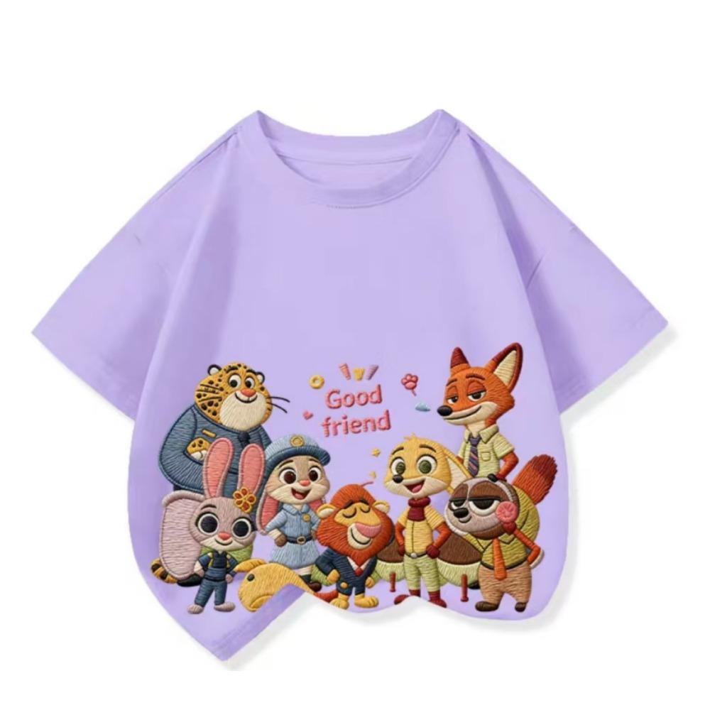 Crazy Animal Cartoon Pattern Short-Sleeved T-Shirt -Popular Children's Shirt