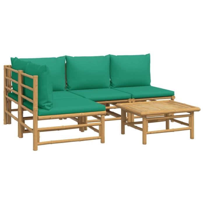 VidaXL Garden Furniture Set 5 Pcs with Cushions Green Bamboo 3155170