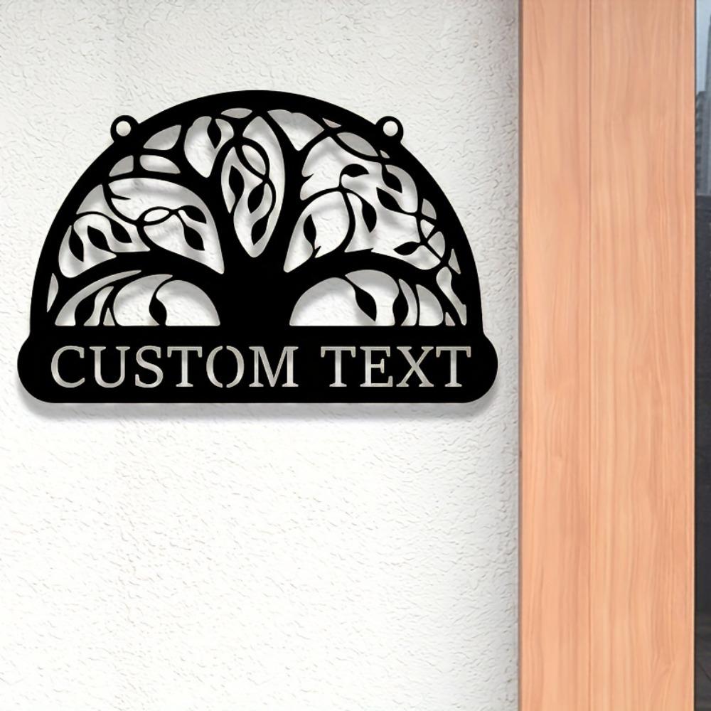 Custom Metal Family Name Sign Tree of Life Design Rust Proof Outdoor Wall Decor