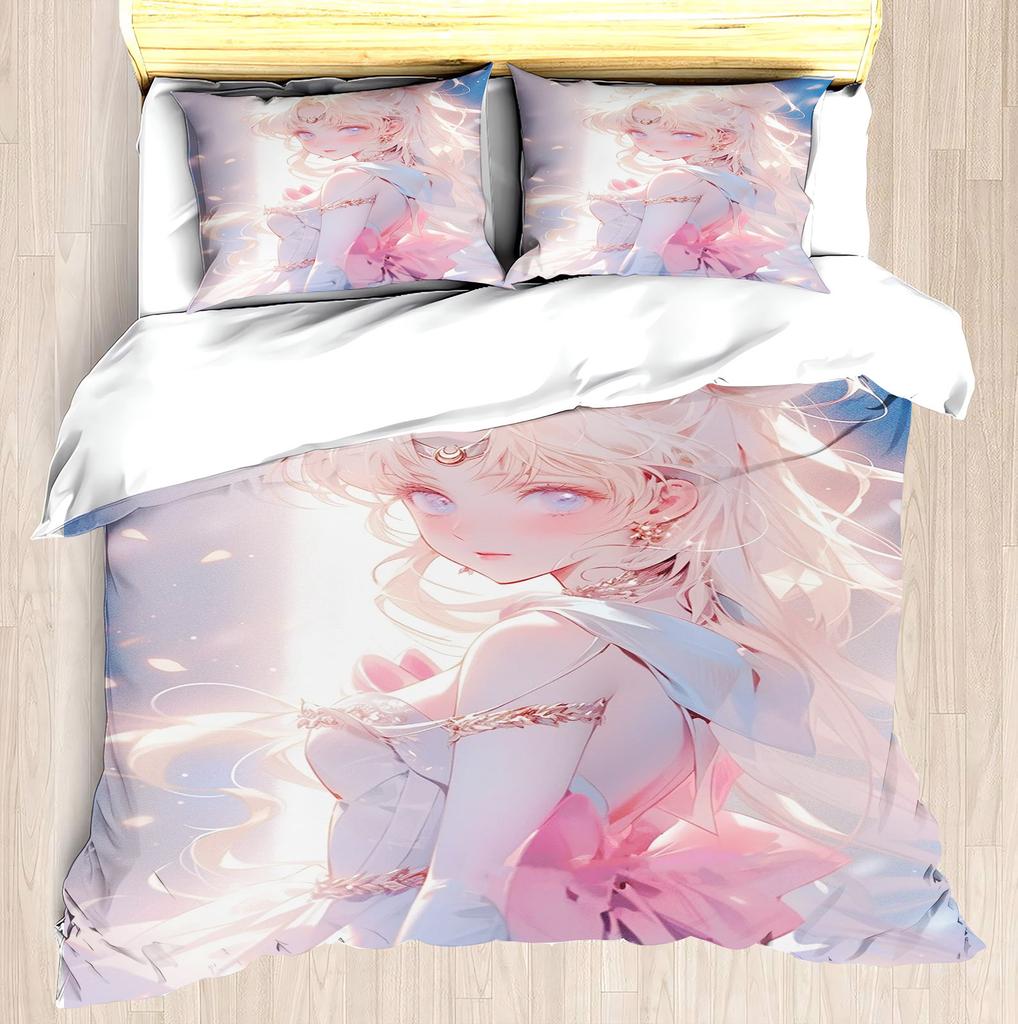 Girls Modern Printed Duvet Cover Set American Girl Lori Pink Bed Tsukino Bunny Upholstery Sets 3 Pieces