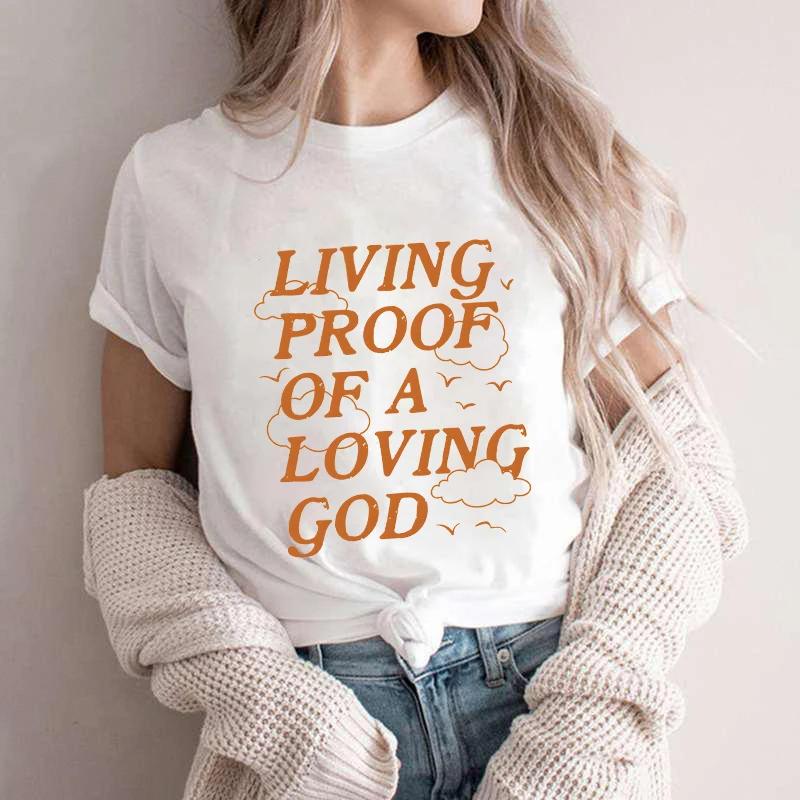 Unisex Summer Live Proof of A Loving God Print Y2k Tshirt Unisex Religious Christian Cross Jesus Short Sleeved Tees Loose Tops