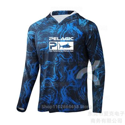 Mens Quick-Dry UV Protection Fishing Hoodie Long Sleeve Performance Shirt Outdoor Sports Cycling Apparel