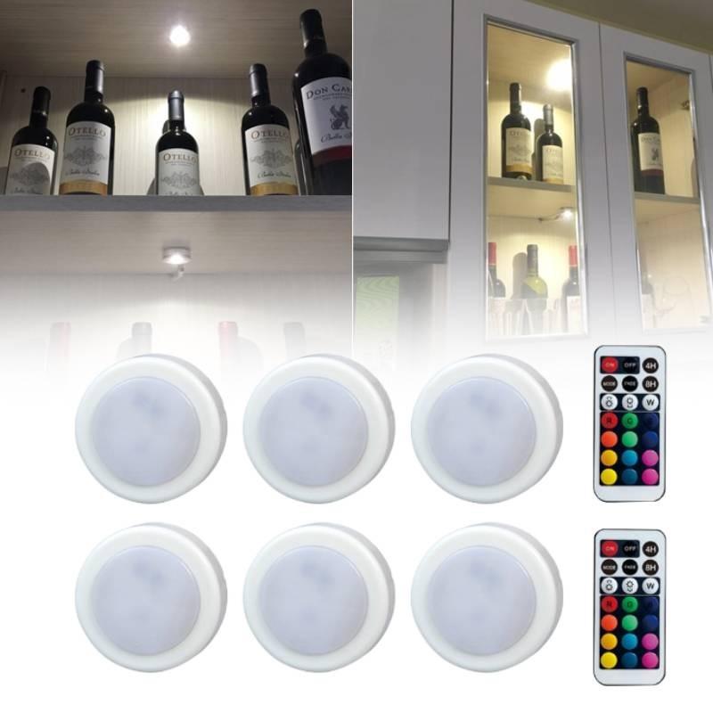 Compact Type-c Usb Mini Rechargeable Remote Control Cabinet Light With Colorful Warm Lighting Options