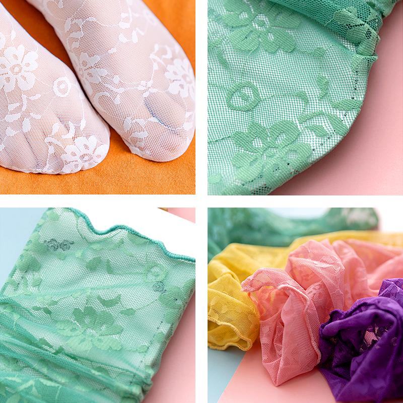 1Pair Ultra-thin Fashion Retro Style Sweet Hollow Out Embroidery Lace Flower Mesh Socks Breathable Transparent