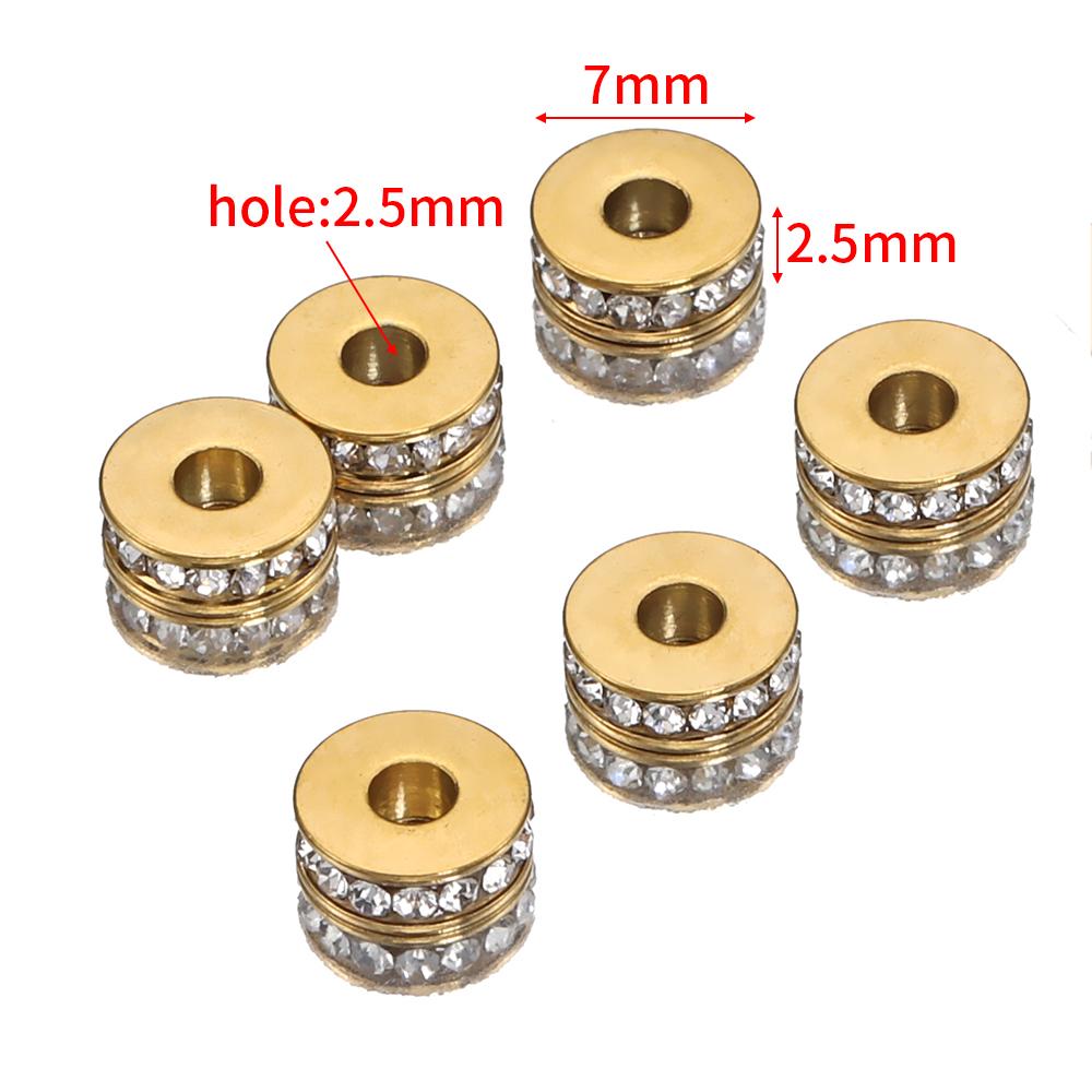 

10pcs Stainless Steel Rhinestone Beads 7mm Flat Round Crystal Rondelle Spacer Bead for Jewelry Making DIY Bracelet Necklace 7mm