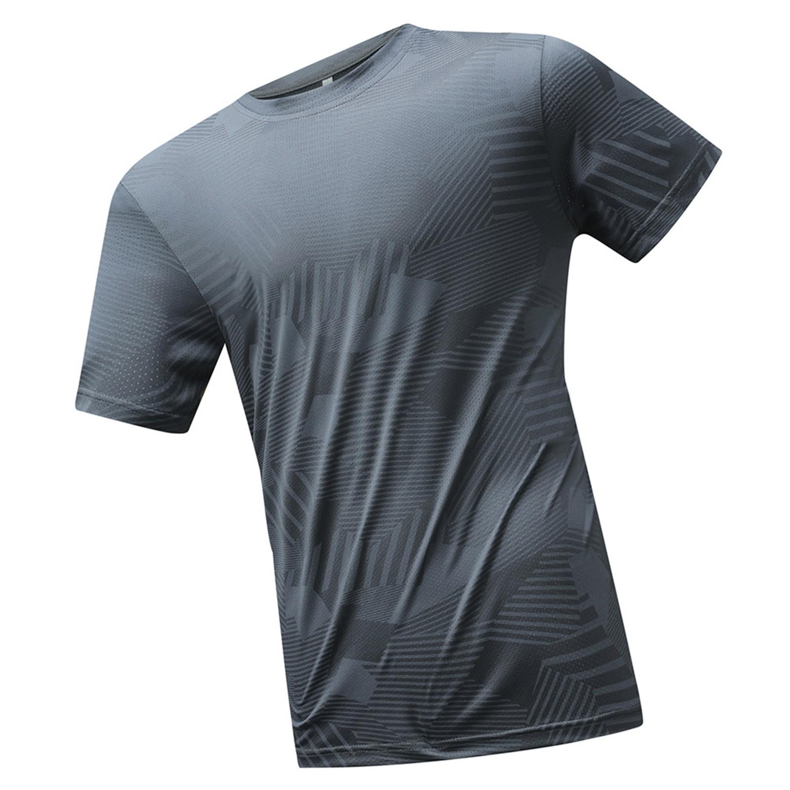 

Мужская летняя одежда Ice Silk Breathable Mature Quick-Soaching Casual Sports T Shirt Tops M