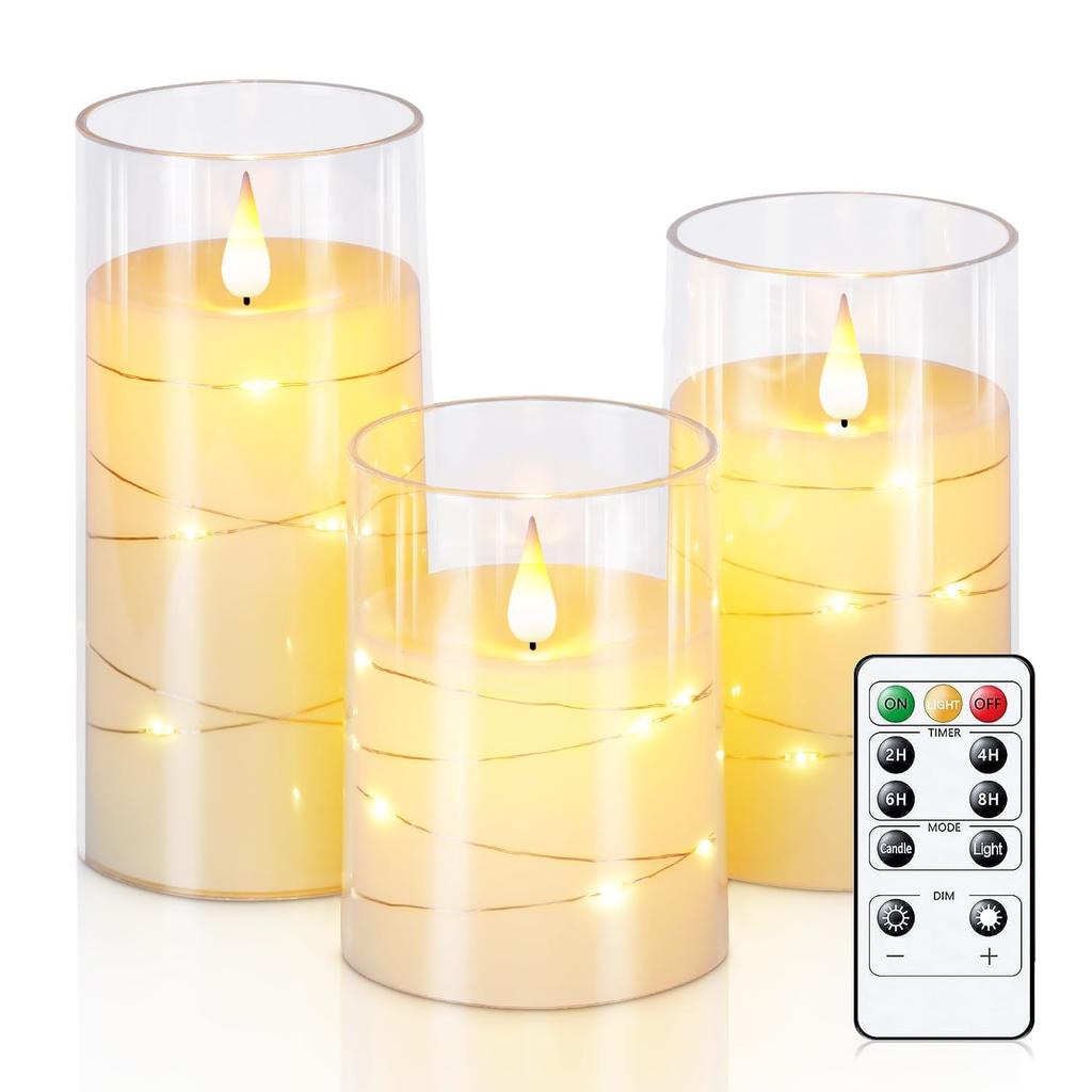 3Pcs Flameless LED Electronic Candle Dropping Wax Tea Light Realistic Flames Led Lamp Christmas Halloween Wedding Home Decor