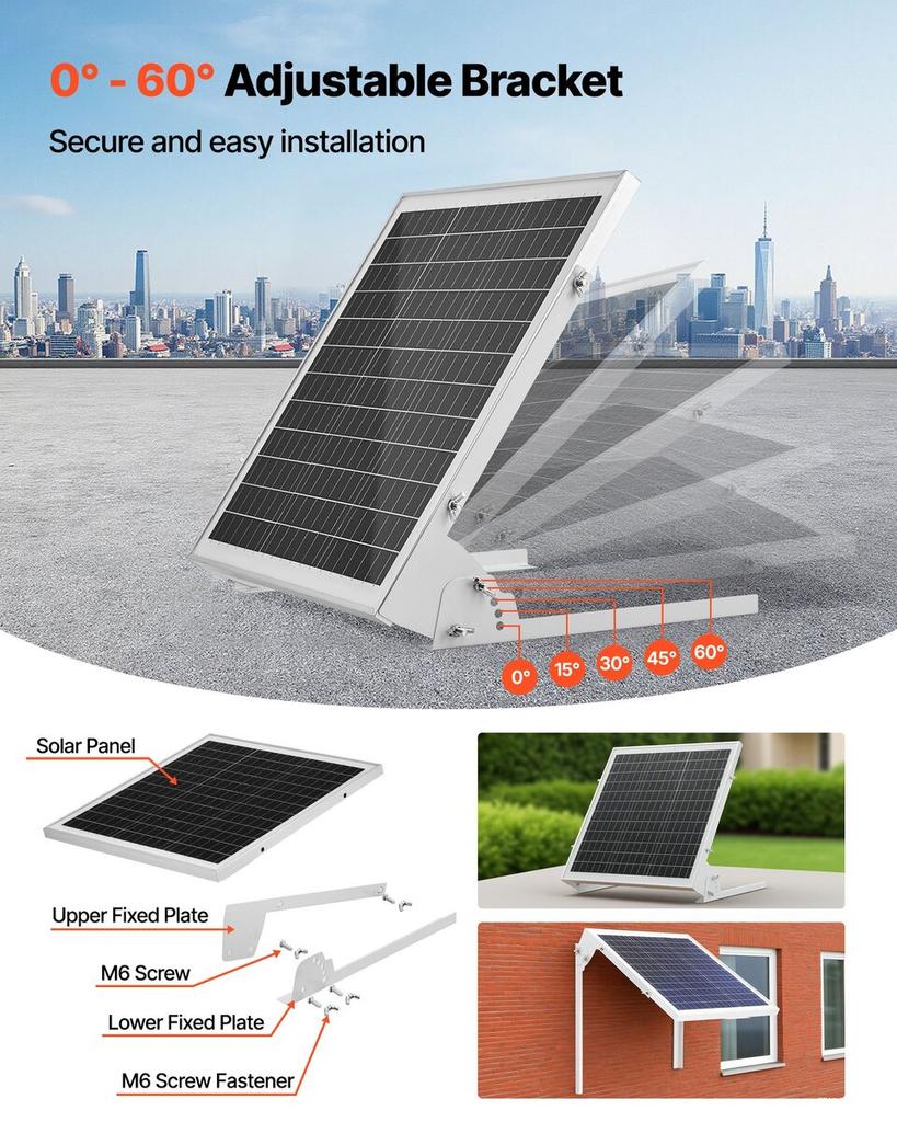 20W 12V Solar Battery Trickle Charger Maintainer, Mono Solar Panel Battery Charger with Built-in MPPT Controller & Adjustable Mount Bracket, IP65