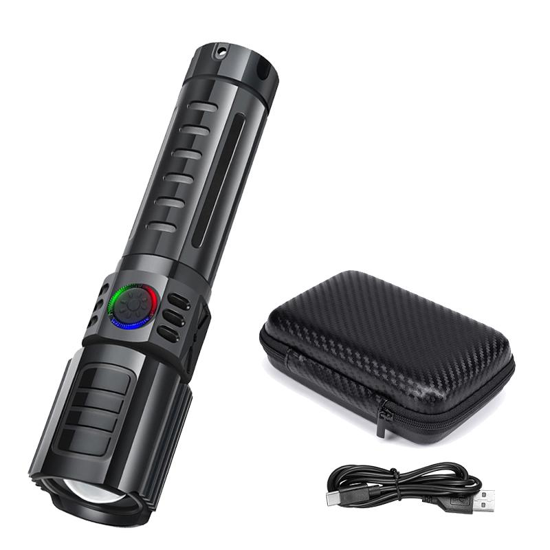 Powerful LED Flashlight Rechargeable USB Built-in Lithium Battery Waterproof Zoom Fishing Hunting Camping Tactical Flashlight