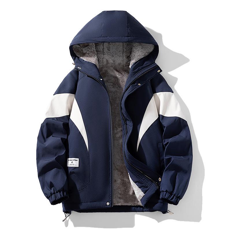 Autumn and Winter Fleece Jacket Men's Hooded Thickened Warm Fat Jacket Men's Cotton-padded Jacket Men's Coat