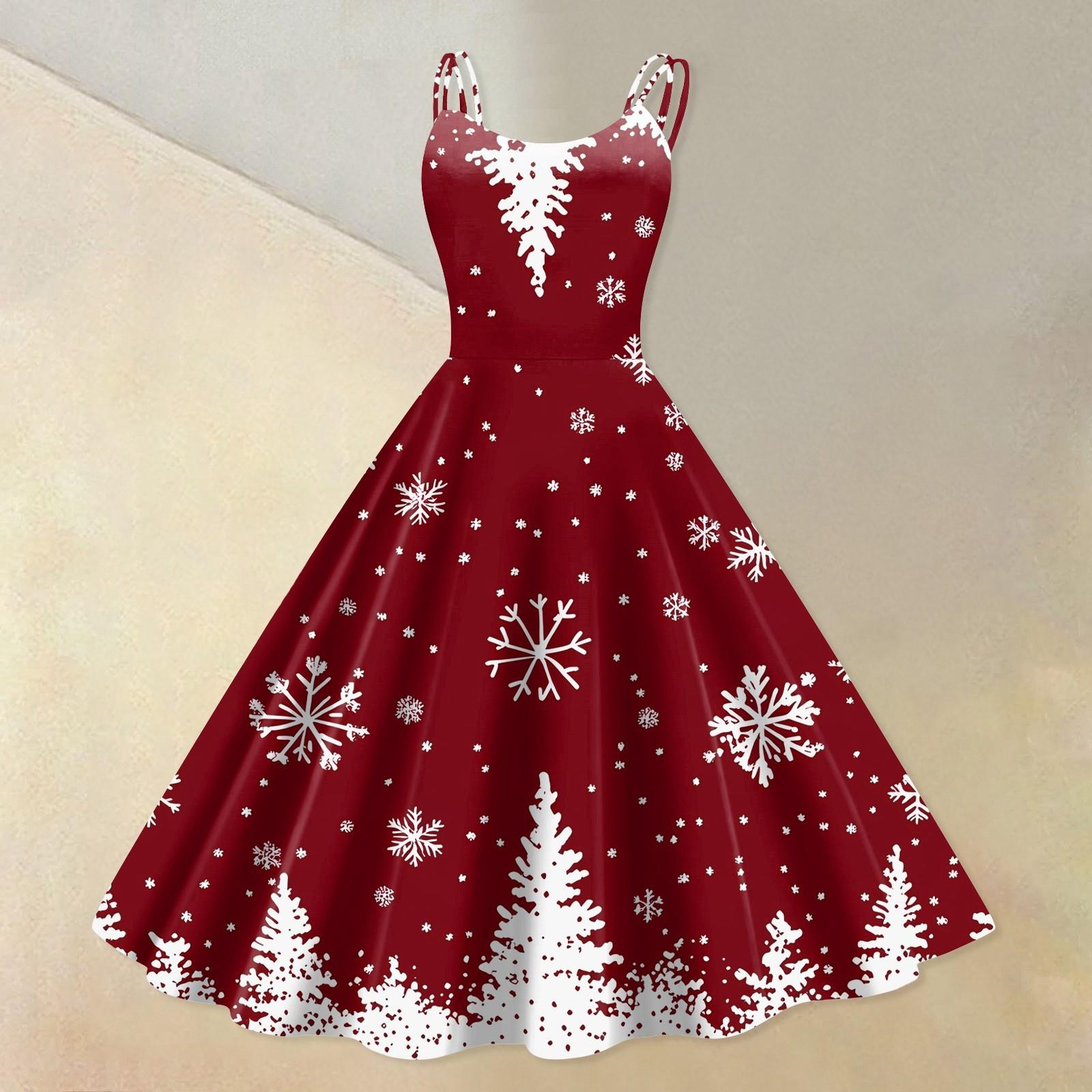 

Женское модное сексуальное коктейльное платье без бретелек с рождественским принтом в стиле панк, винтажное платье. M красный