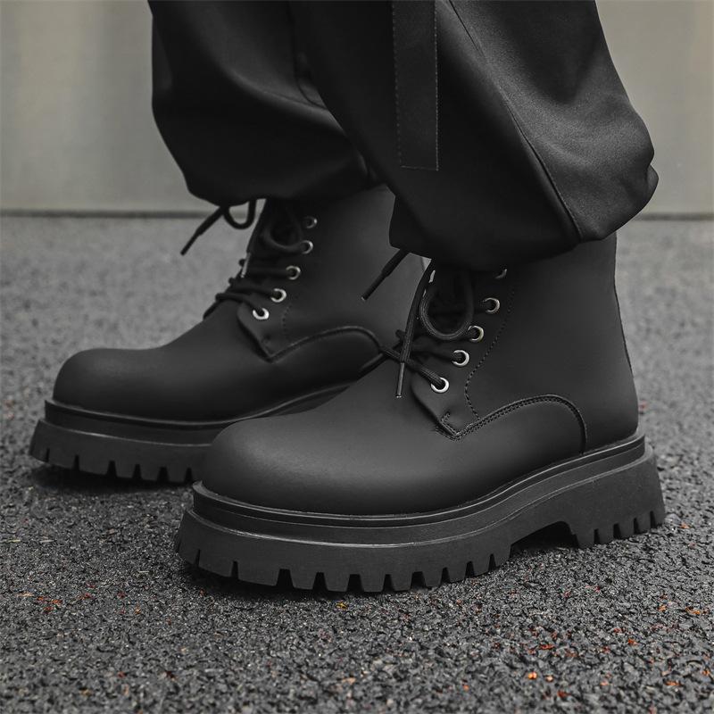 Martin boots men's autumn and winter heightening tooling locomotive wind super fire leather boots big head advanced boots 70033-J