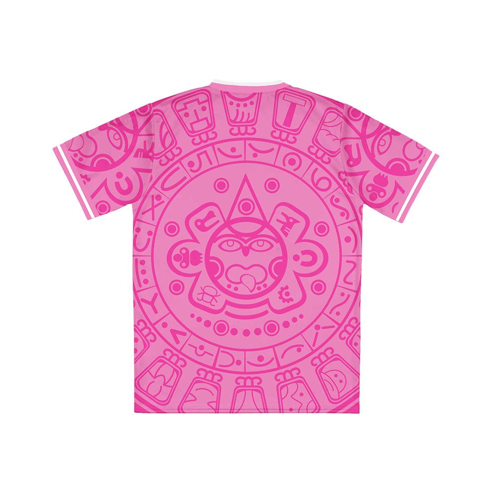 Unisex V‑Neck Sports Jersey Mexico Aztec Calendar Full Print Short Sleeve T‑Shirt Retro Casual Streetwear Tops for Men Women Tee
