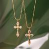 European and American zircon titanium steel cross necklace does not fade stainless steel jewelry