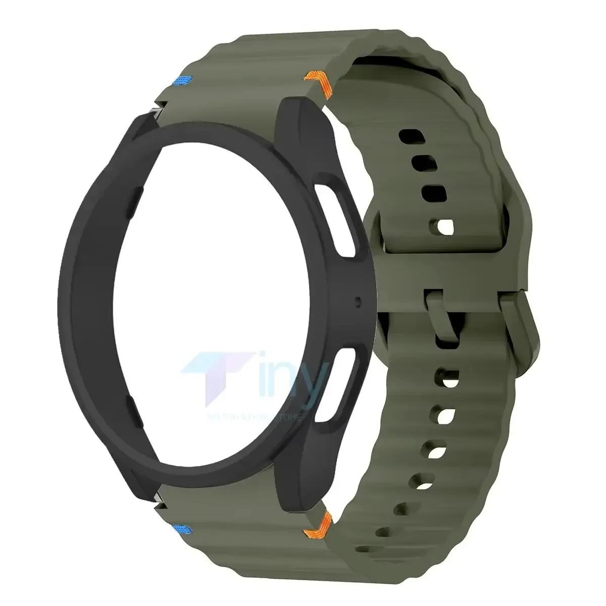 

Чохол+Ремінець для Samsung Galaxy Watch 7 6 5 4 40мм 44мм Силіконовий офіційний Ремінець ПК Захисна Кришка Бампер для Galaxy Watch 6Classic Galaxy Watch 6 40mm