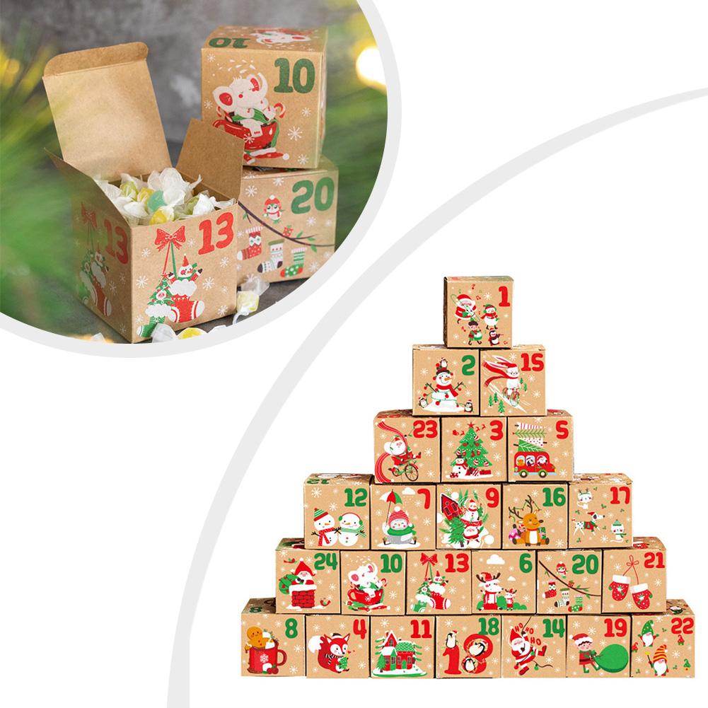 24 Day Advent Calendar Boxes for Christmas Countdown with Numbered Compartments for Daily Surprises and Holiday Decoration
