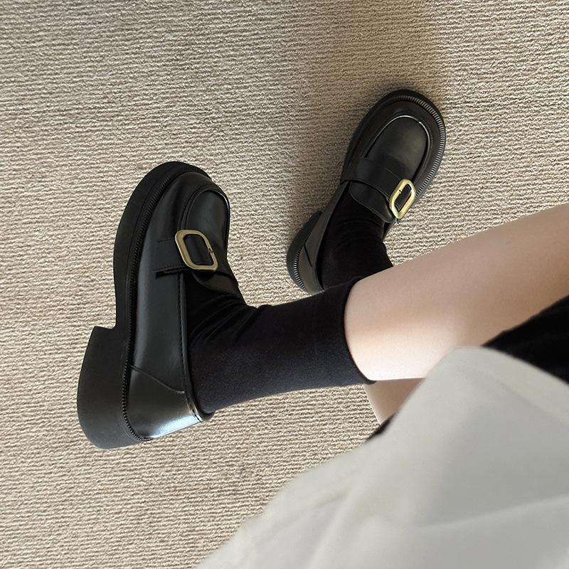 Platform British style loafers women's 2025 spring and autumn new Mary Jane one-pedal small leather shoes jk uniform single shoes