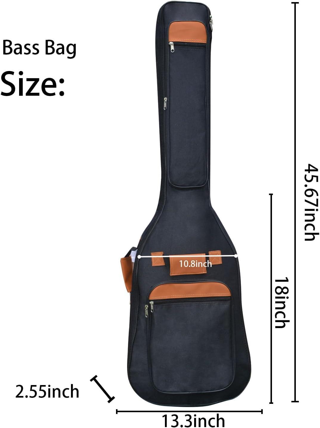 

Bass Guitar Bag Gig Bag 6mm Padding Padded Backpack Neck Strap and Pockets Soft Electric Bass Guitar Case
