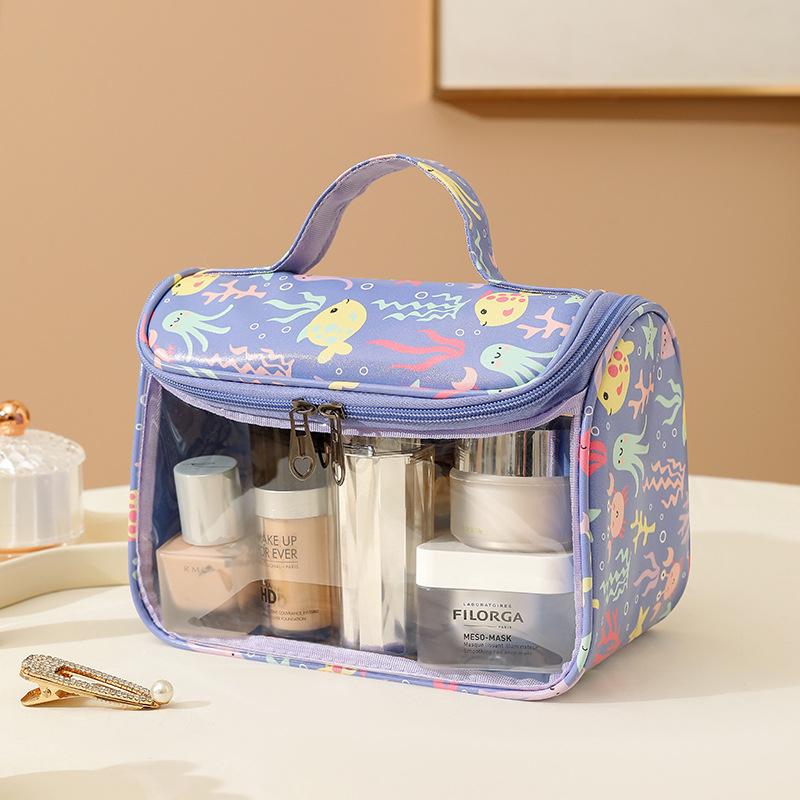 

4PCS PVC Makeup Bag Flower Printed Transparent Wash Handbag Waterproof Travel Cosmetic Pouch Convenient Toiletries Bag CoinPurse