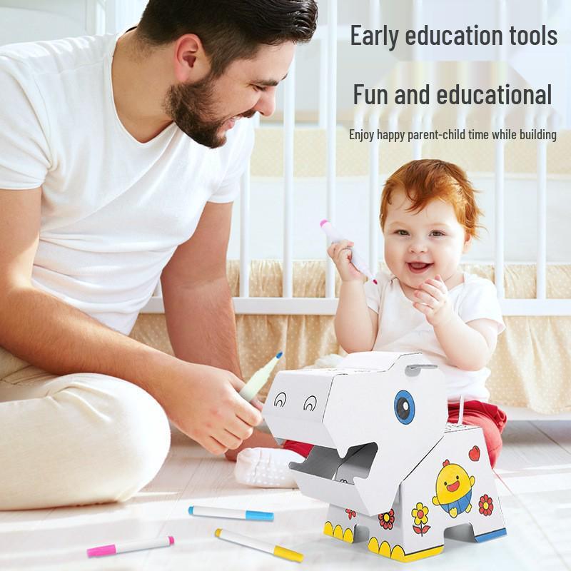 3D Animal Puzzle DIY Cardboard Painting Kit – Educational Toy for Children